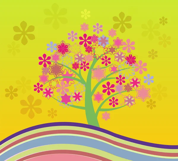 盛开的樱花树抽象插图 — 图库矢量图片