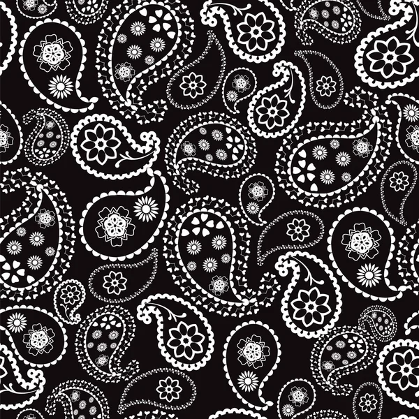 Paisley motif sans couture noir et blanc — Image vectorielle