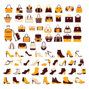 moda aksesuarları koleksiyonu siluet vektör ayarla