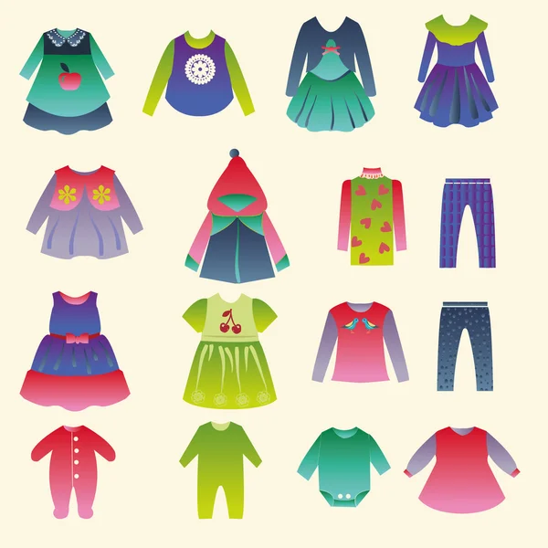 Coleção de roupas de moda infantil — Vetor de Stock