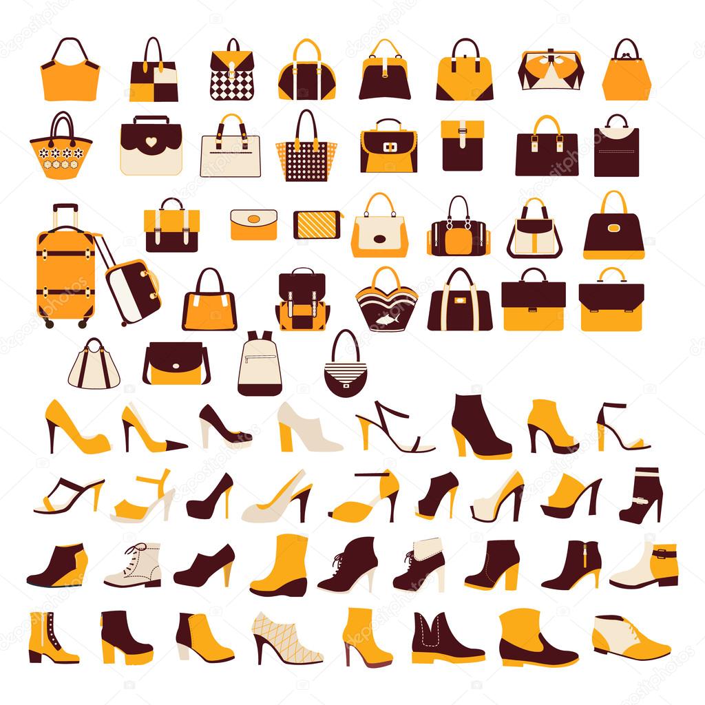 vector set Silhouette collection of fashion accessories