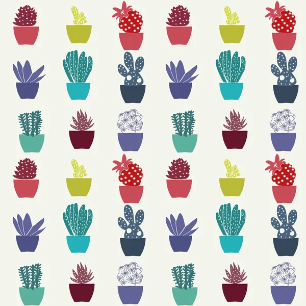 Modèle de plantes maison de cactus dans des pots — Image vectorielle