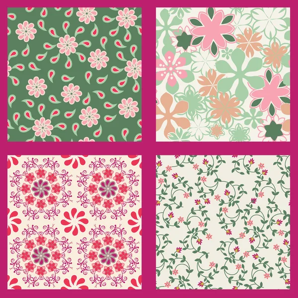 Set of Floral summer pattern — ストックベクタ