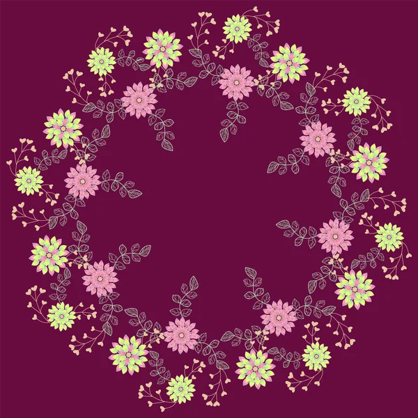 Patrón floral redondo ornamental — Vector de stock