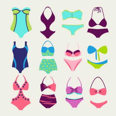 vector set of swim wears - Illustration clipart