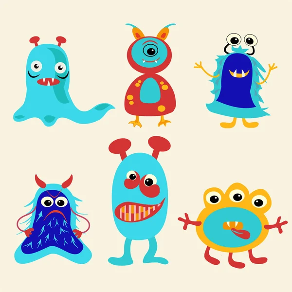 Series of vector cute cartoon monsters - Illustration! — Stock Vector