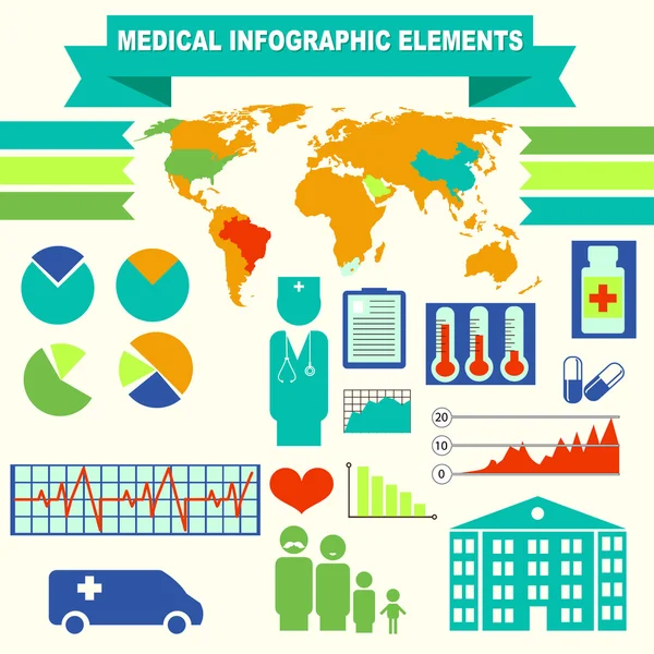 Infografika lékařské elementy pro plochý design — Stockový vektor