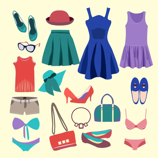 Fashion collectie van zomer kleding — Stockvector