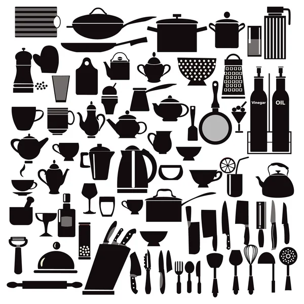 Cocina y restaurante icono utensilios de cocina — Vector de stock