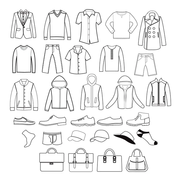 Set of  men clothing garments and accessories icons — Stock Vector