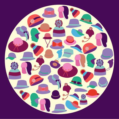 hats for men and women icons set clipart