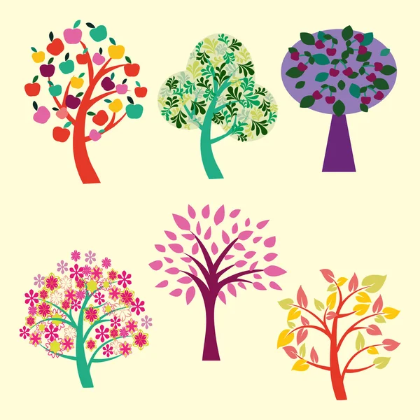 Belle collection d'arbres illustration — Image vectorielle