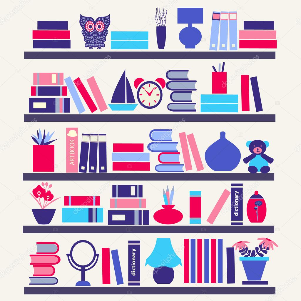 Background of  books on the Bookshelves-