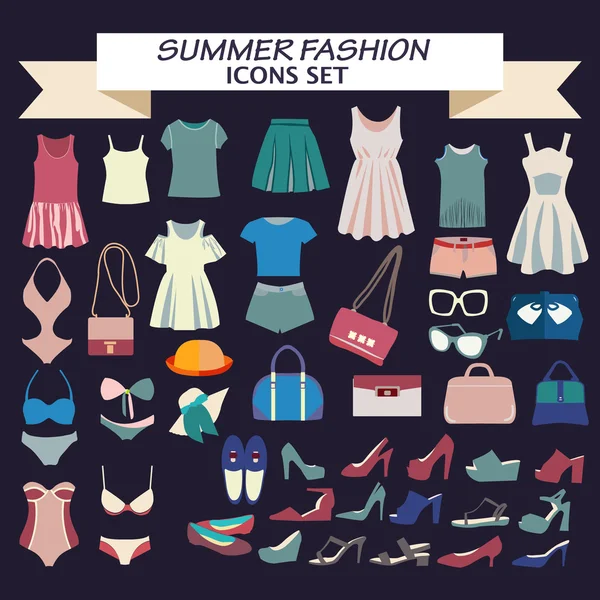 Modeboutique für Design Sommermode Look - Illustration — Stockvektor