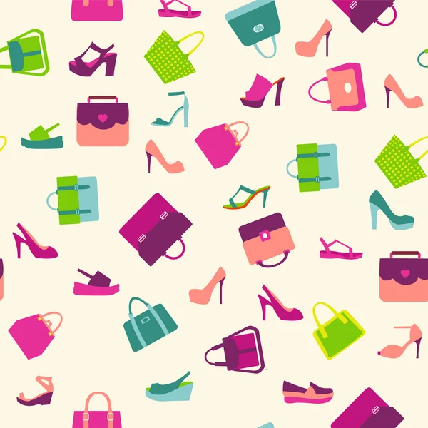 Moda bolsos de las mujeres bolsos y zapatos de verano — Vector de stock