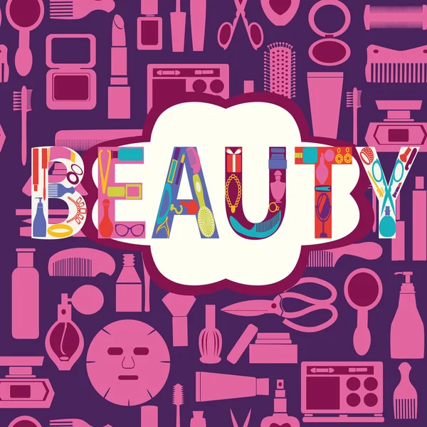 化妆化妆品和美容剪影设置图标背景 — 图库矢量图片