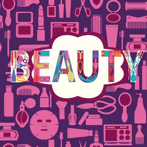 Maquillaje cosmético y belleza siluetas conjunto icono fondo — Vector de stock