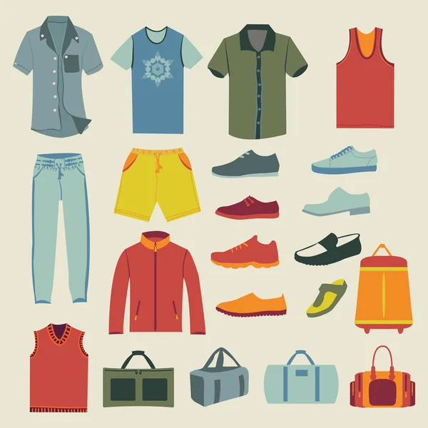 Set of Fashion men clothes and accessories icons — Stock Vector