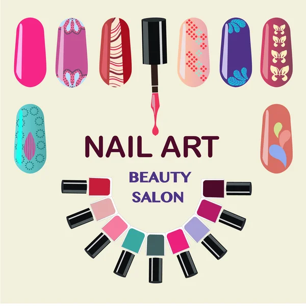 Uñas arte belleza salón fondo — Vector de stock