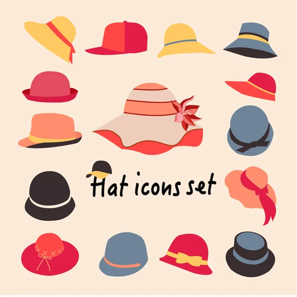 Vector collection of hats for men and women — Stockový vektor