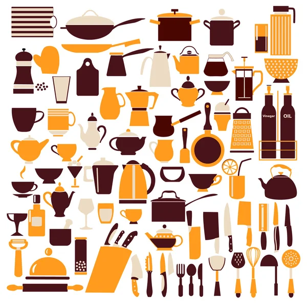 Ollection of cooking equipment cooking — Stockvector