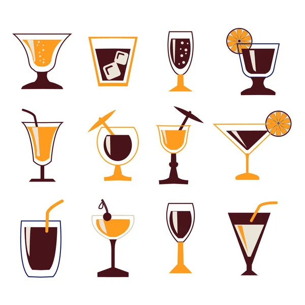 Conjunto de ícones de bebidas — Vetor de Stock