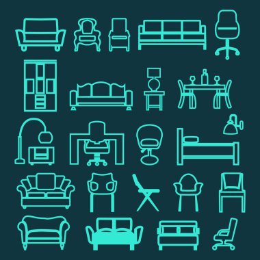 Vektör moda ayarla iç anahat simgeleri