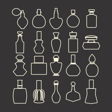 vektör izole siluet, kozmetik parfüm şişeleri