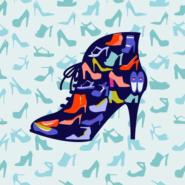 Textura colorida de zapatos femeninos de moda , — Vector de stock