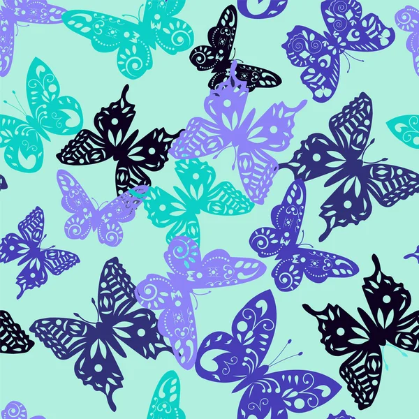 Dekoratív minta gyűjtemény aranyos pillangók — Stock Vector