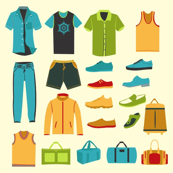 Set of men clothes and accessories icons — Stock Vector