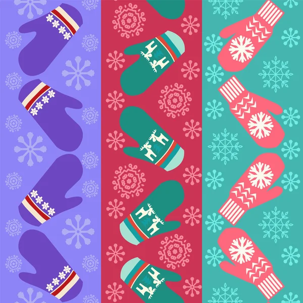 Kerst patroon met wanten - illustratie — Stockvector