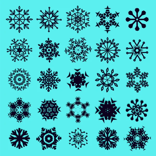 Juego de iconos de copos de nieve vectoriales — Vector de stock