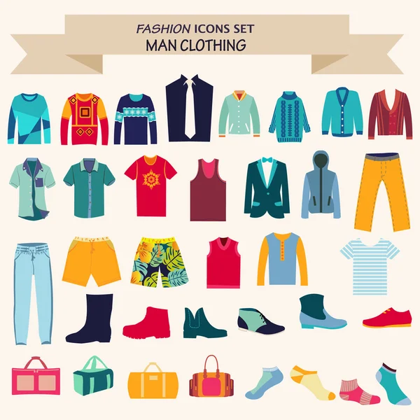 Et de coleção de moda de guarda-roupa homem —  Vetores de Stock