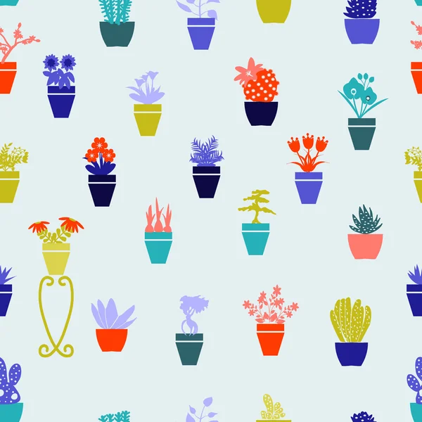 Flores do jardim e ervas em vasos - Ilustração —  Vetores de Stock