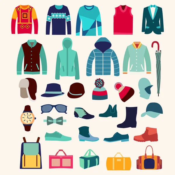 Adam giysi moda koleksiyonu kümesi.