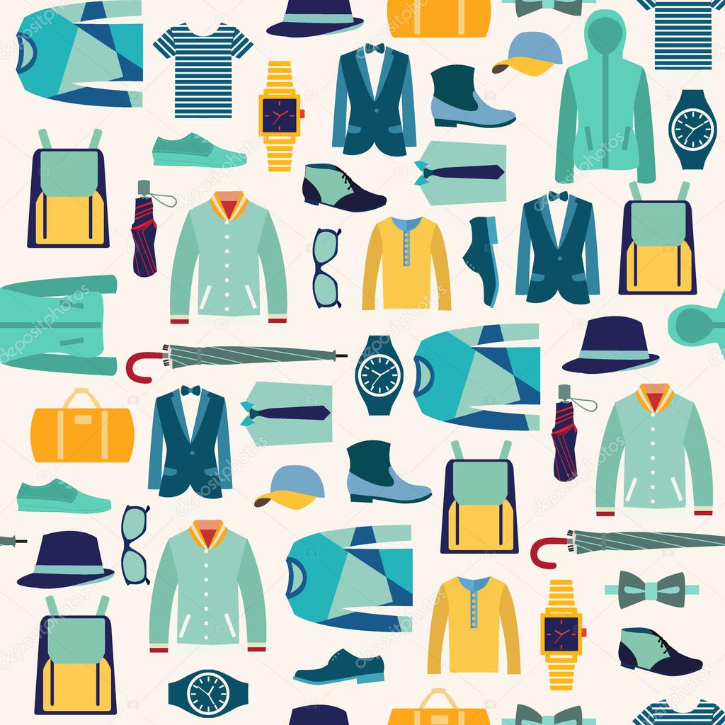 Pattern fashionable mens wear background Stock Vector Image by ©margolana  #86205148