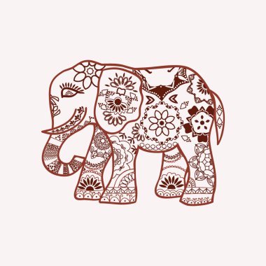 Kına mehndi dövme çizilmiş doodle ile dekore edilmiş Hint Elep