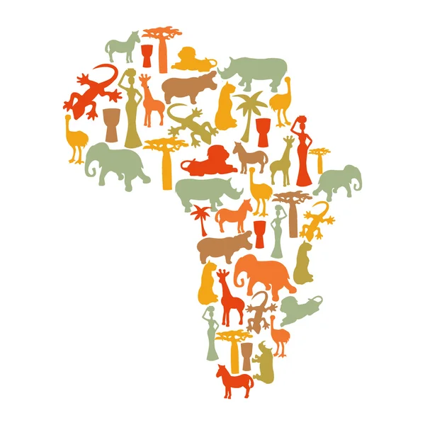 Karta över Afrika med vektor ikoner — Stock vektor