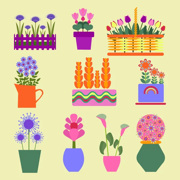 Las plantas de jardín establecen iconos para el diseño — Vector de stock