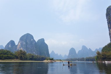 sis, Bahar, guilin, Çin'li nehir sahne görme