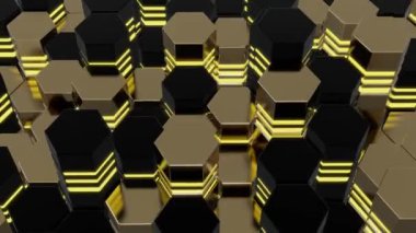 Uçaktaki ve neon lambalardaki küplerin soyut döngülü arkaplan dalgaları