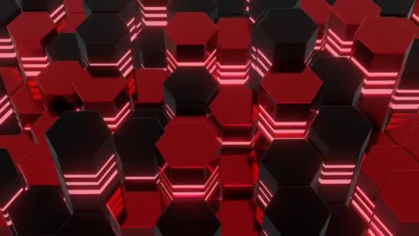 Abstrato ondas de fundo em loop de cubos no plano e luzes de néon — Vídeo de Stock
