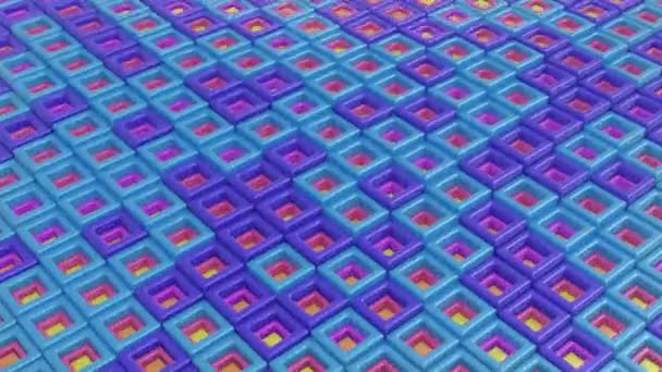 要旨明るい色の面に立方体の波の背景をループさせた キューブのグリッド アニメーションデザインのクラシックシンプルな背景 4Kビデオ 3Dレンダリング — ストック動画