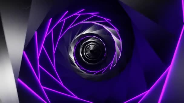 Abstract Endless Flight Futuristic Metal Corridor Animation Hyperspace Tunnel Loop — Stock Video