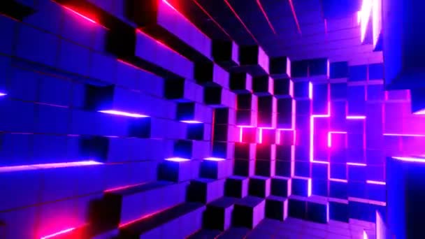 Abstract Volo Infinito Futuristico Corridoio Metallico Animazione Tunnel Iperspaziale Video — Video Stock