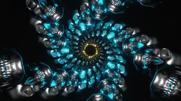 Elegante Abstrato Animação Crânios Insane Trippy Psychedelic Loop Vídeo Renderização — Vídeo de Stock