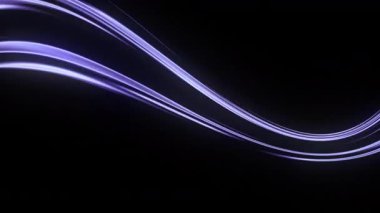 Üç boyutlu animasyon. Siyah arkaplanda hareket eden pürüzsüz ışık dalgası soyut hareket efekti oluşturur.