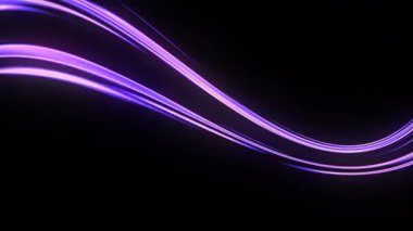 Üç boyutlu animasyon. Siyah arkaplanda hareket eden pürüzsüz ışık dalgası soyut hareket efekti oluşturur.