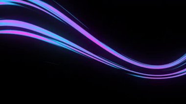 Üç boyutlu animasyon. Siyah arkaplanda hareket eden pürüzsüz ışık dalgası soyut hareket efekti oluşturur.